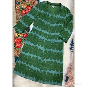 Boden Green Blue Polka dot dress Corduroy